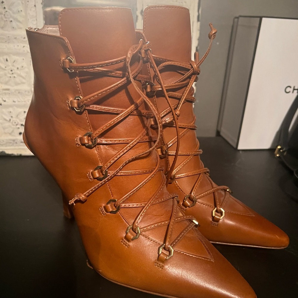 Louise et Cie Tan Lace-Up Heels - Picture 3 of 5